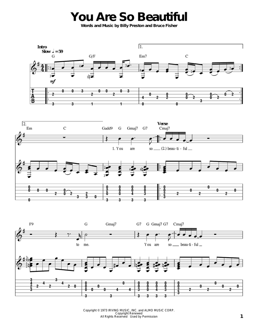 You Are So Beautiful You Are So Beautiful Acoustic Guitar scores gallery preview page 1