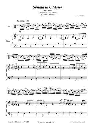 BACH: Sonata in C Major BWV 1033 for Viola & Piano