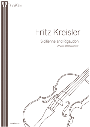 Book cover for Kreisler - Sicilienne and Rigaudon, 2nd violin accompaniment