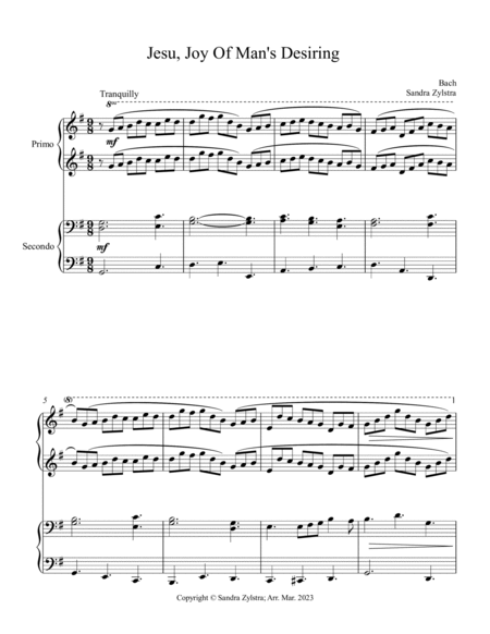 Jesu, Joy Of Man's Desiring (1 piano, 4 hand duet) image number null