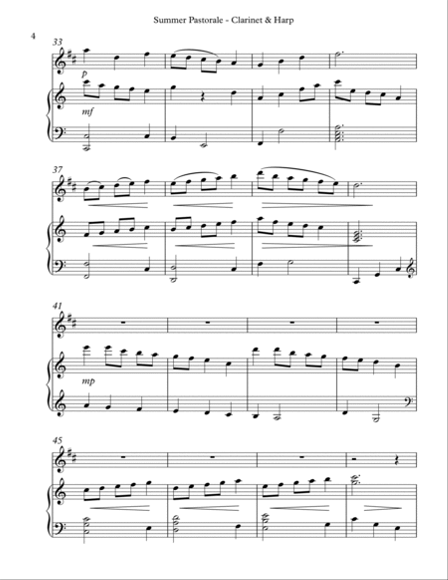 Summer Pastorale, Duet for Bb Clarinet & Harp image number null
