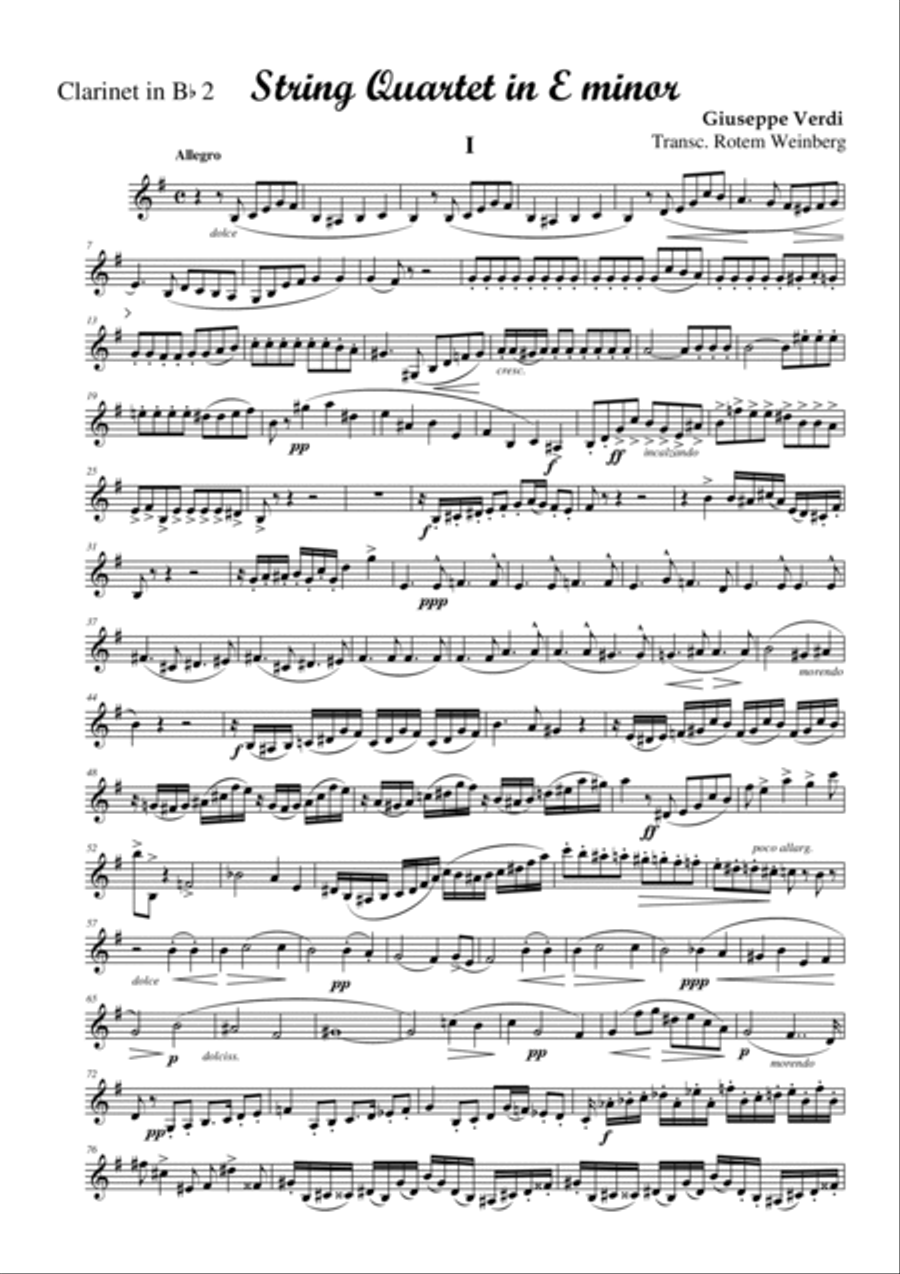 Quartet in E minor, mvmt.1 (Clarinet Quartet) Clarinet Quartet scores gallery preview page 6