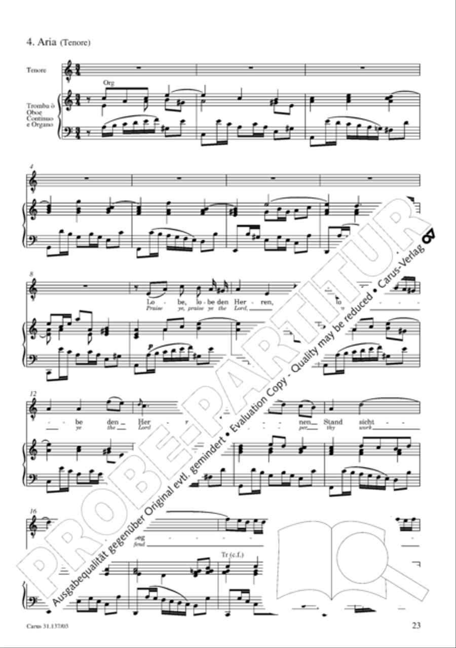 Praise ye, Almighty God, King and our ruler exalted (Lobe den Herren, den machtigen Konig der Ehren) ATB scores gallery preview page 24