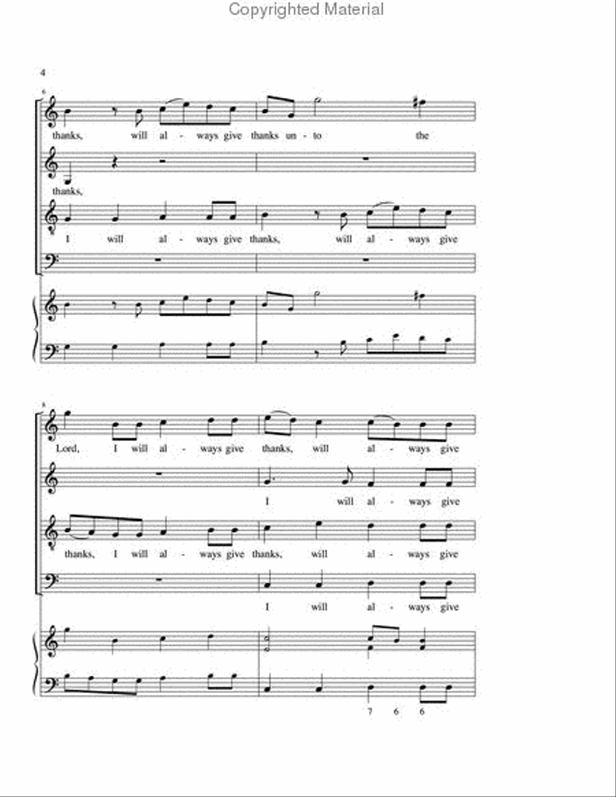 I Will Always Give Thanks 4-Part scores gallery preview page 3