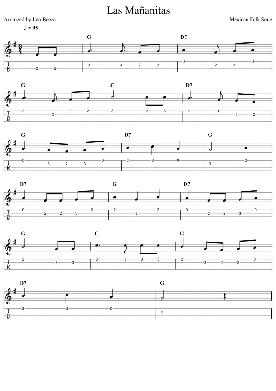 LAS MAÑANITAS Ukulele scores gallery preview page 1