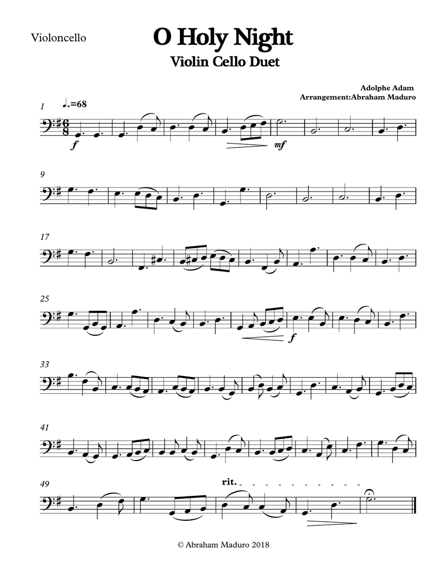 O Holy Night Violin Cello Duet-Two Tonalities String Duet scores gallery preview page 4