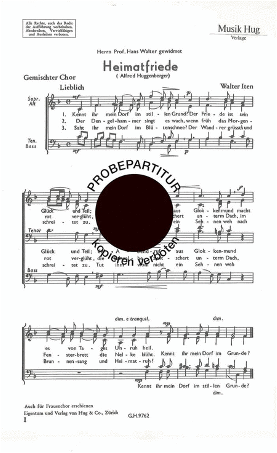 Heimatfriede Heimatfriede Choir scores gallery preview page 1
