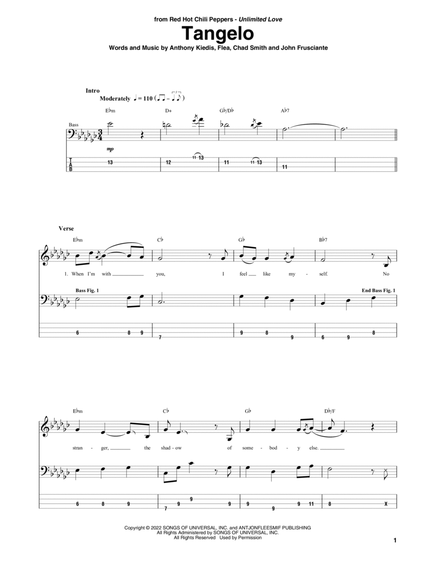 Tangelo Guitar Tablature scores gallery preview page 1