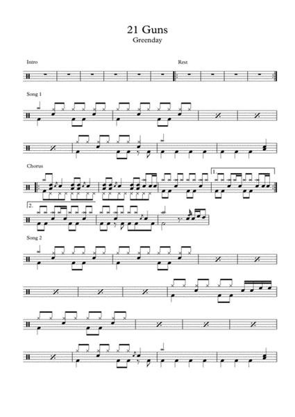 21 Guns by Green Day (Drum Scores)
