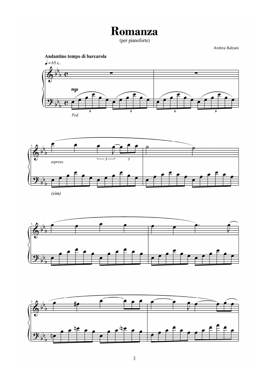 Romanza per pianoforte [PIANO SCORE] (foglio album) Piano Solo scores gallery preview page 2