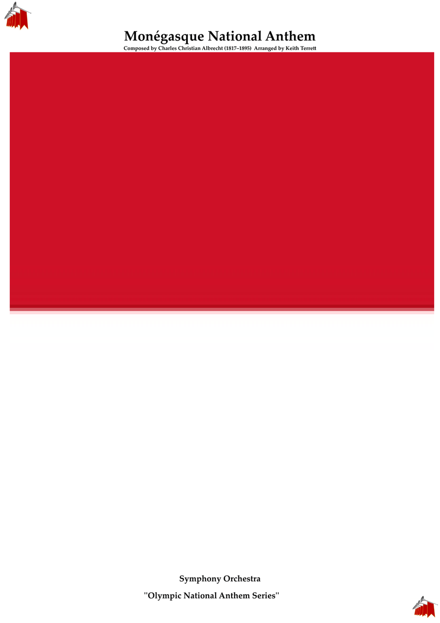 Monegasque (Monaco) National Anthem for Symphony Orchestra (Olympic National Anthem Series) Full Orchestra scores gallery preview page 1