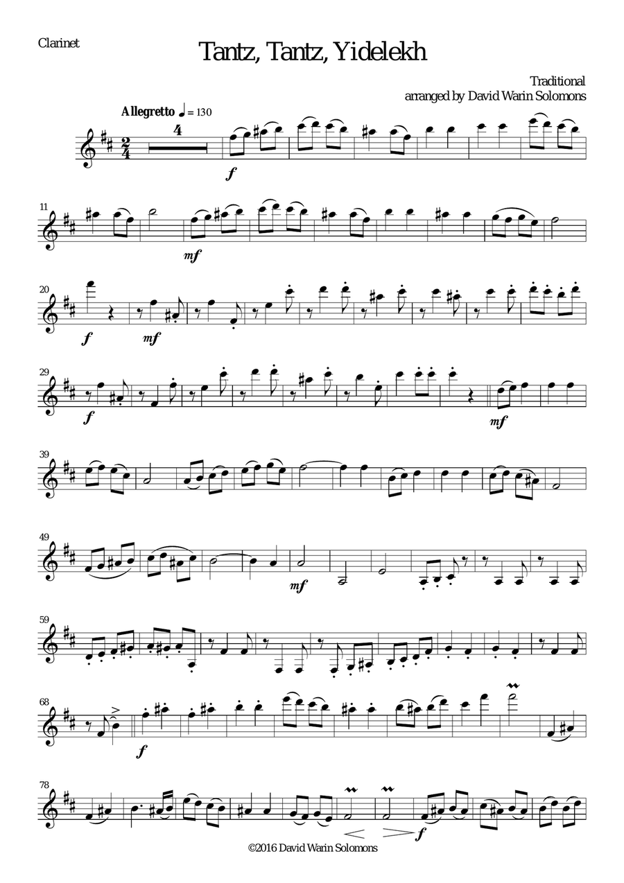 Tantz tantz yidelekh for clarinet and guitar Clarinet scores gallery preview page 4