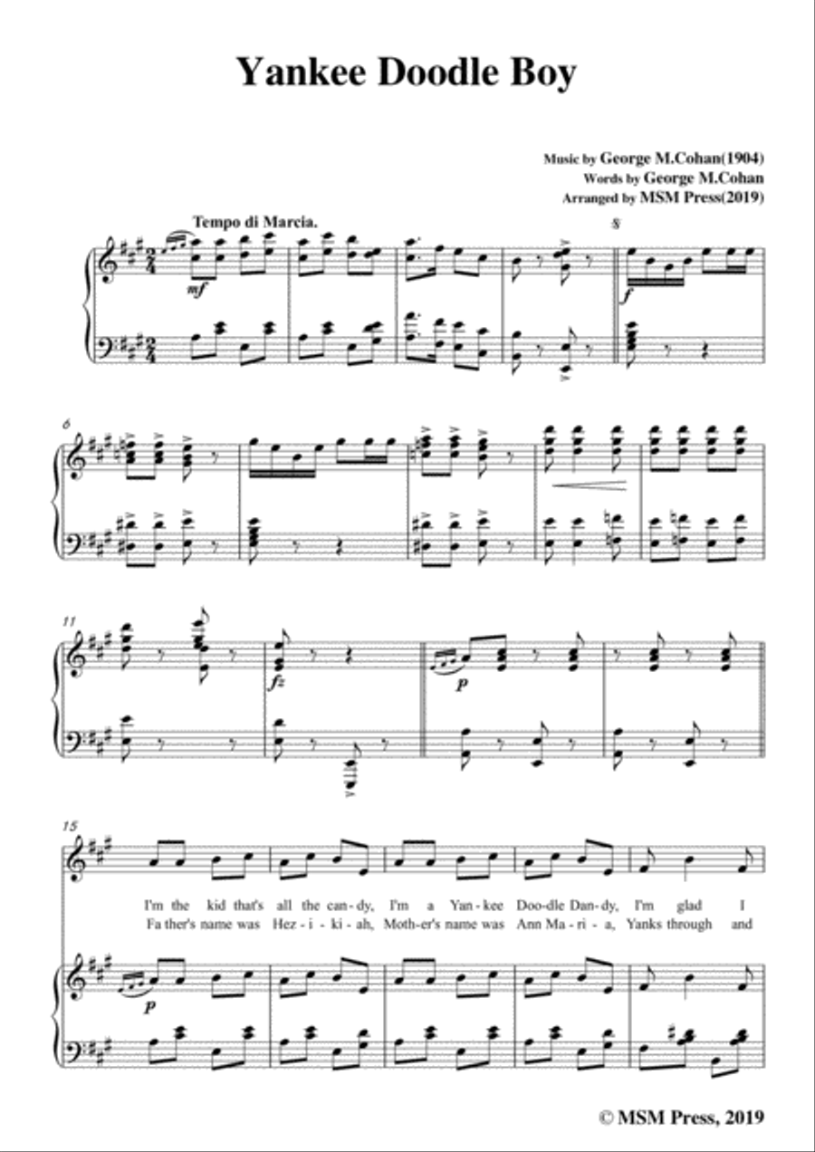George M. Cohan-Yankee Doodle Boy,in A Major,for Voice&Piano Voice scores gallery preview page 3