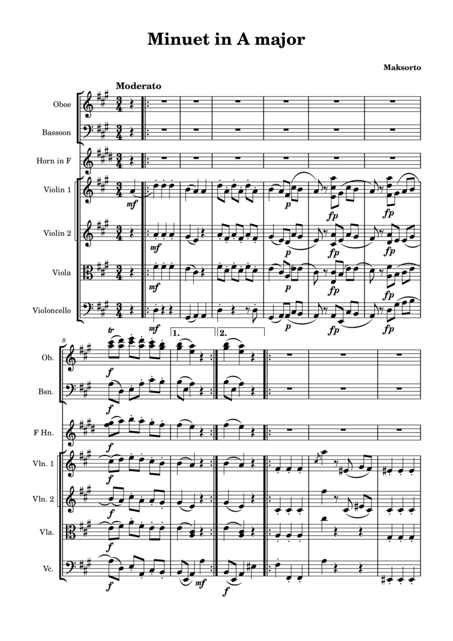 Menuetto_A major - Score Only Chamber Orchestra scores gallery preview page 1