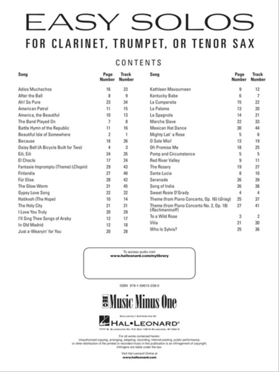 Easy Clarinet Solos, Vol. I - Student Level image number null