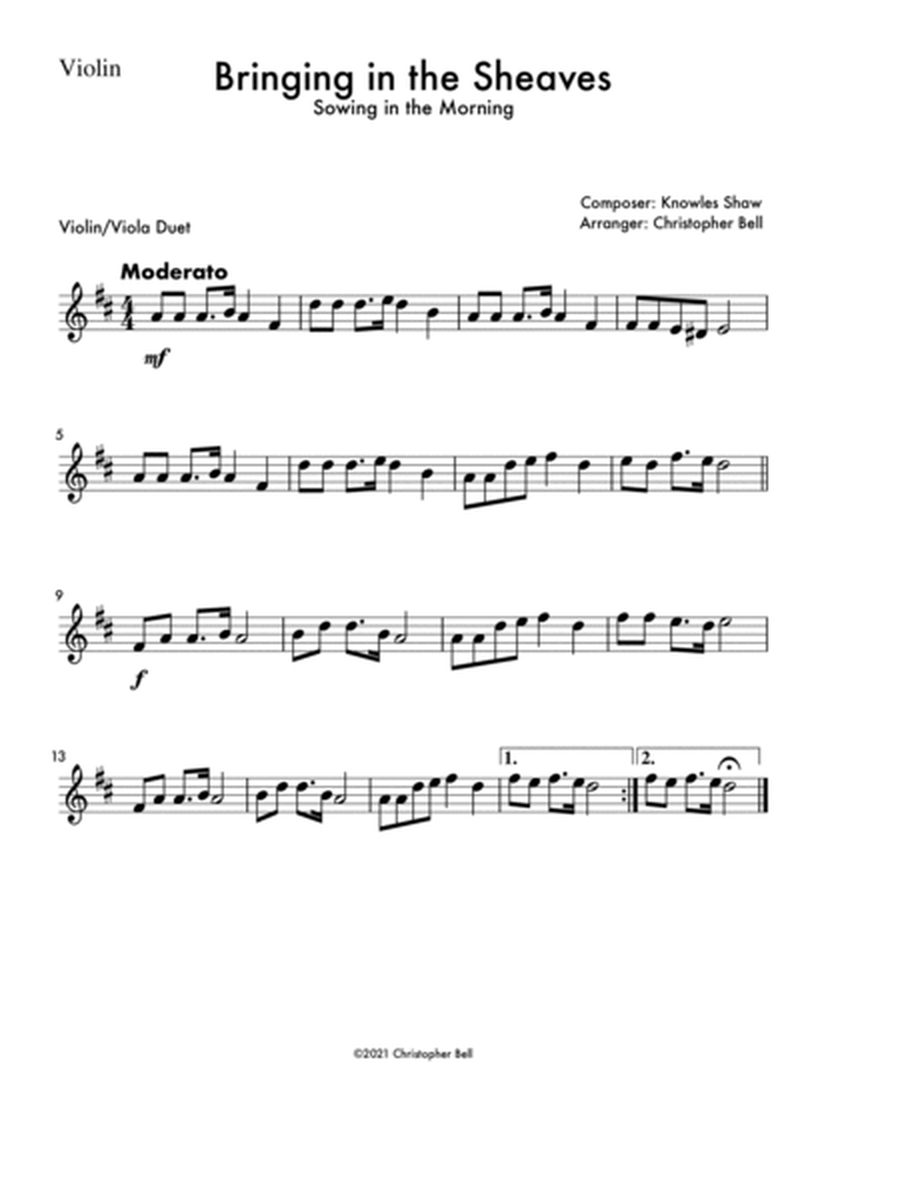Bringing In The Sheaves - Violin/Viola Duet image number null