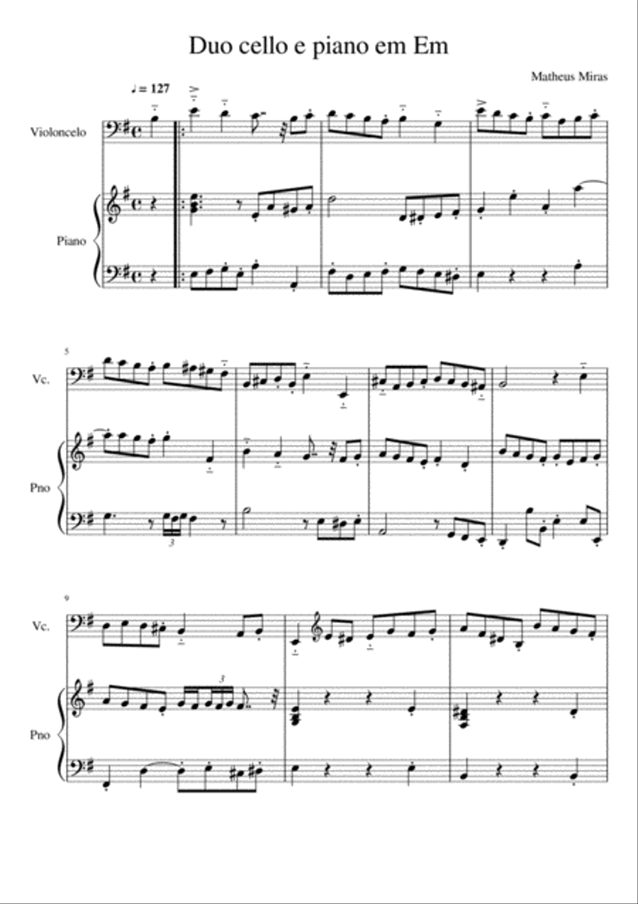 Cello Sonata in Em Cello Sonata in Em Piano scores gallery preview page 1