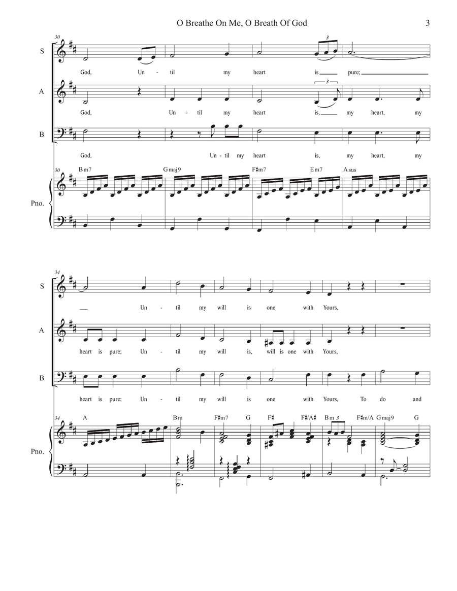 O Breathe On Me, O Breath Of God (SAB) 3-Part scores gallery preview page 3
