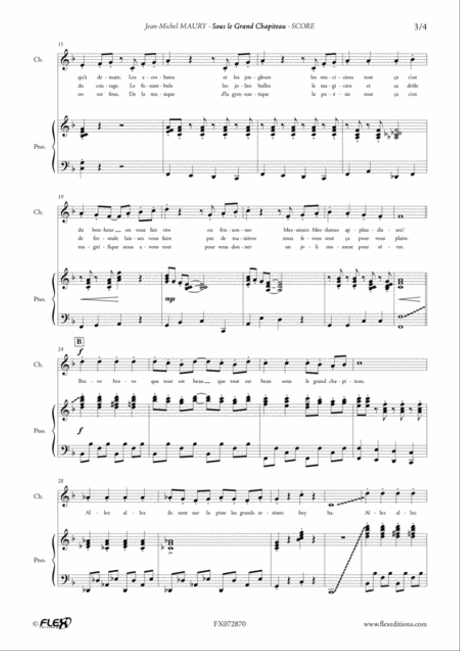 Sous le Grand Chapiteau Sous le Grand Chapiteau Children's Choir scores gallery preview page 4