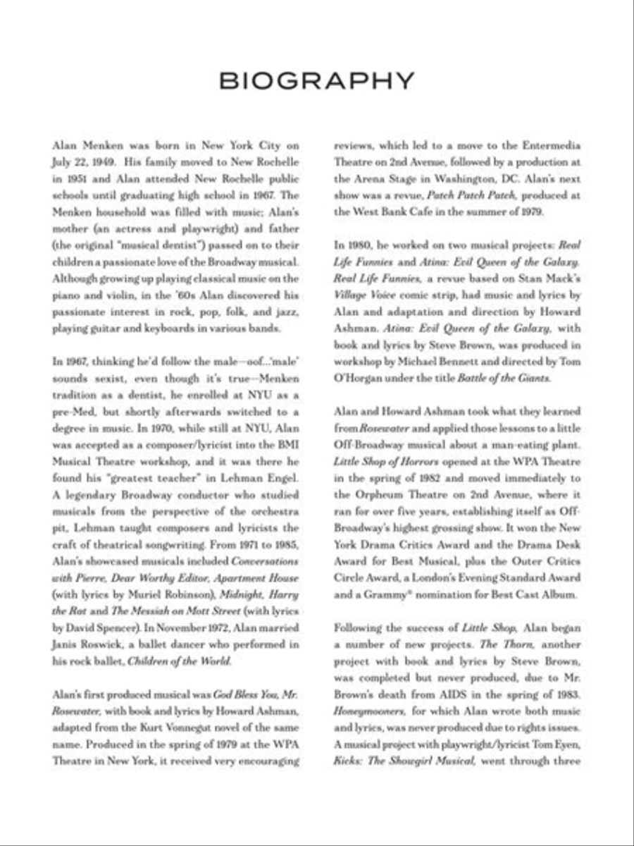 Alan Menken Songbook – 2nd Edition Piano, Vocal, Guitar scores gallery preview page 4