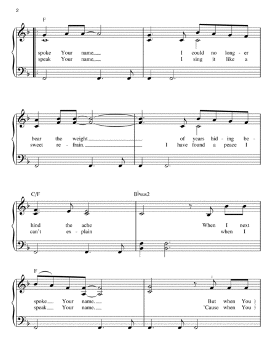 When You Spoke My Name When You Spoke My Name Easy Piano scores gallery preview page 2