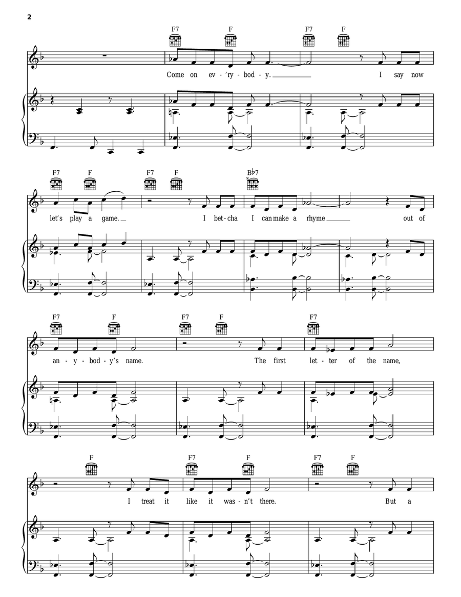 The Name Game Piano, Vocal, Guitar scores gallery preview page 2