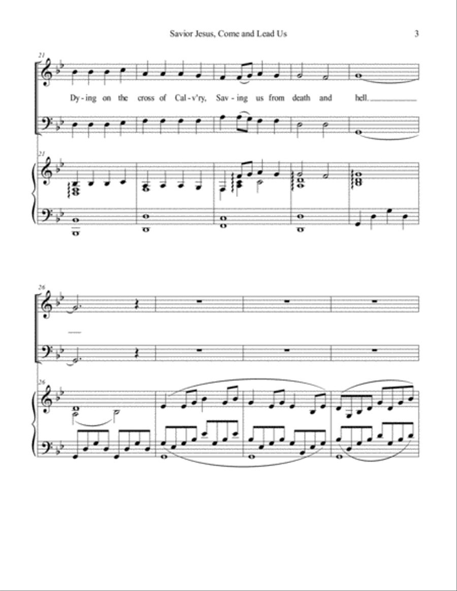 Savior Jesus, Come and Lead Us (by Ken Young) 4-Part scores gallery preview page 3