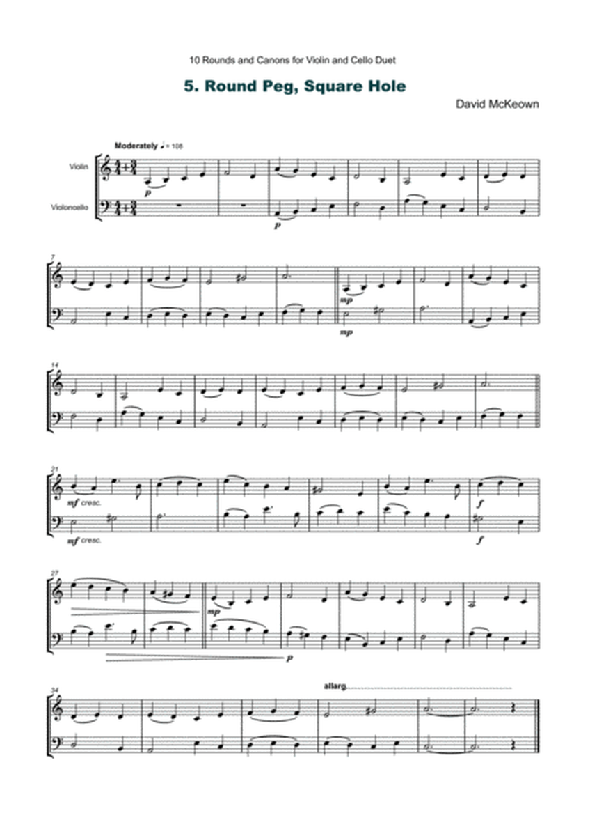 10 Rounds and Canons for Violin and Cello Duet