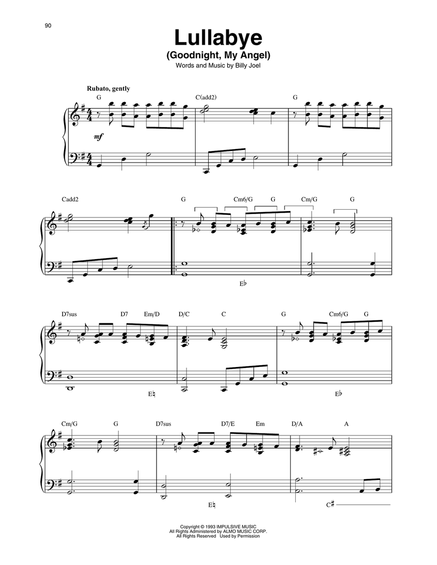 Lullabye (Goodnight, My Angel) Harp scores gallery preview page 1