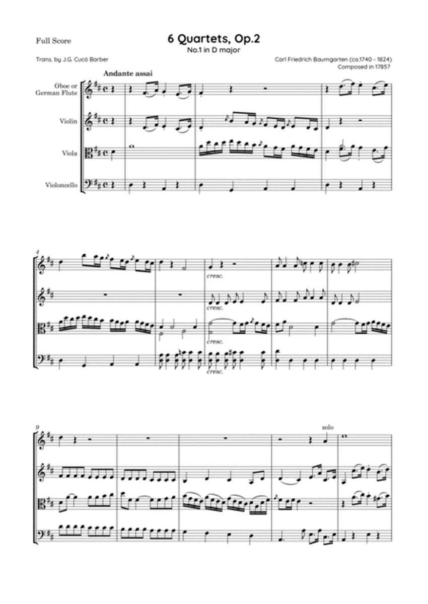 Baumgarten - 6 Quartets, Op.2