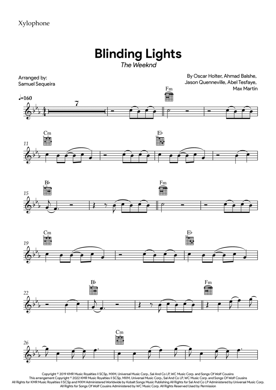 Blinding Lights Percussion scores gallery preview page 1