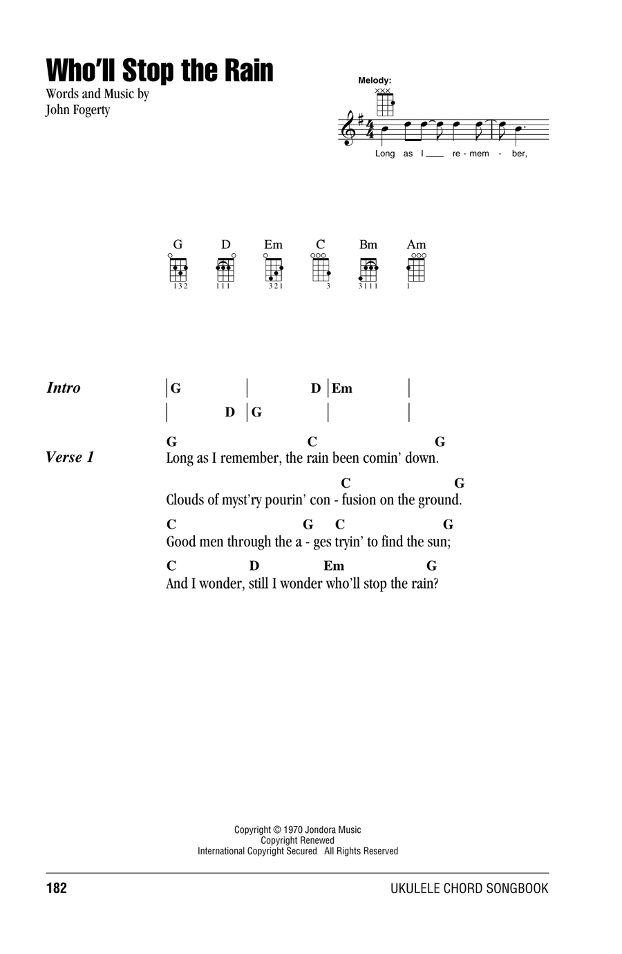 Who'll Stop The Rain Ukulele scores gallery preview page 1
