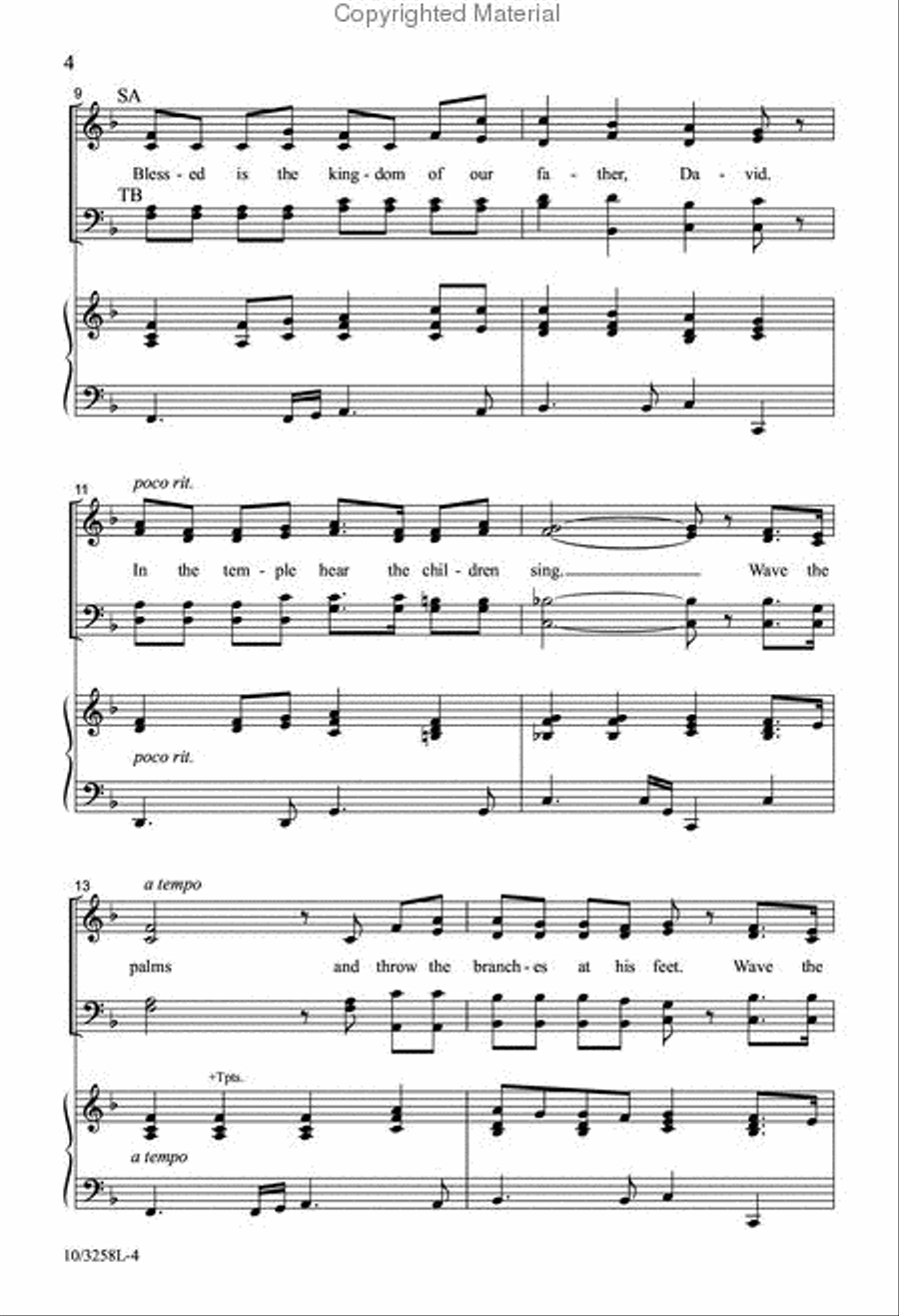 Wave the Palms, Hosanna! 4-Part scores gallery preview page 3