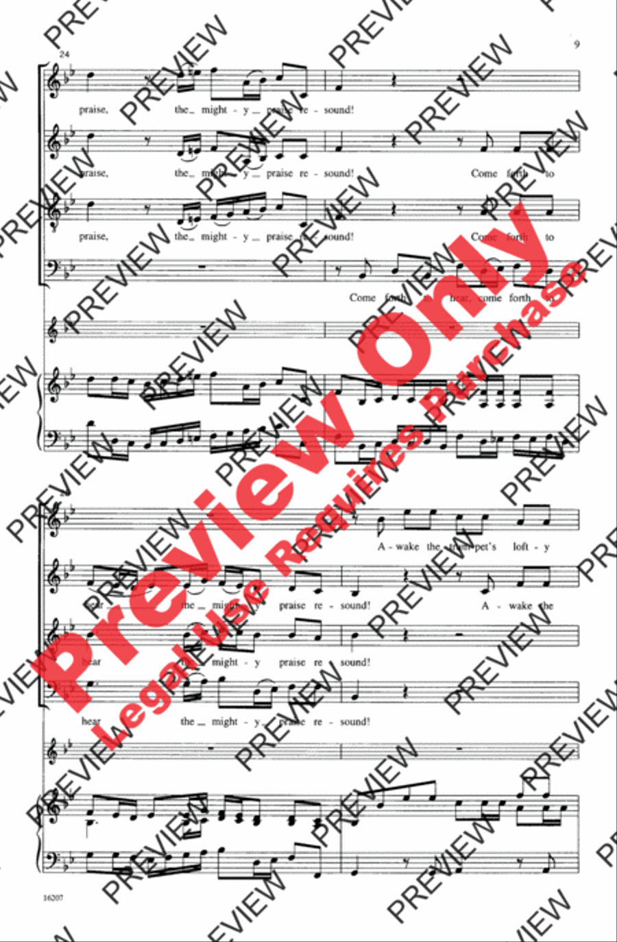Awake the Trumpet's Lofty Sound 4-Part scores gallery preview page 9