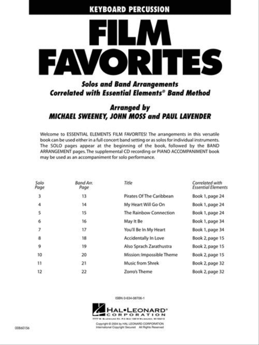 Film Favorites - Keyboard Percussion Concert Band Methods scores gallery preview page 3