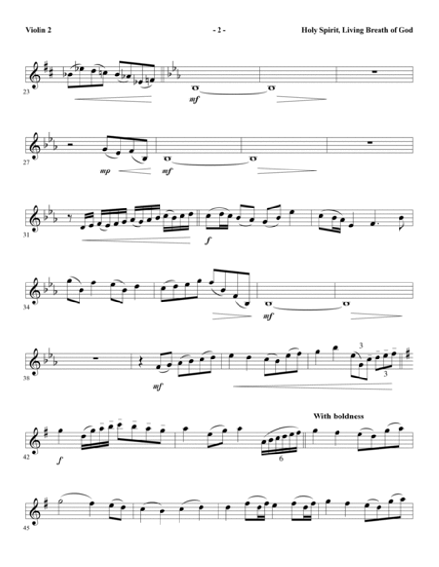 Holy Spirit, Living Breath of God - Violin 2 Choir scores gallery preview page 2