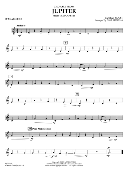 Chorale from Jupiter - Bb Clarinet 2