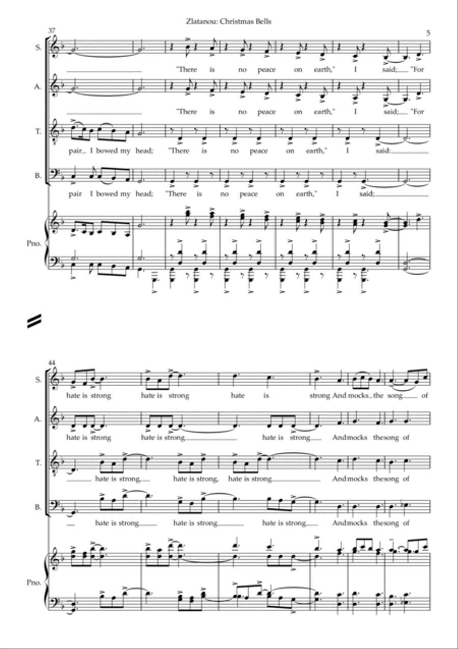 CHRISTMAS BELLS for SATB a cappella choir 4-Part scores gallery preview page 5