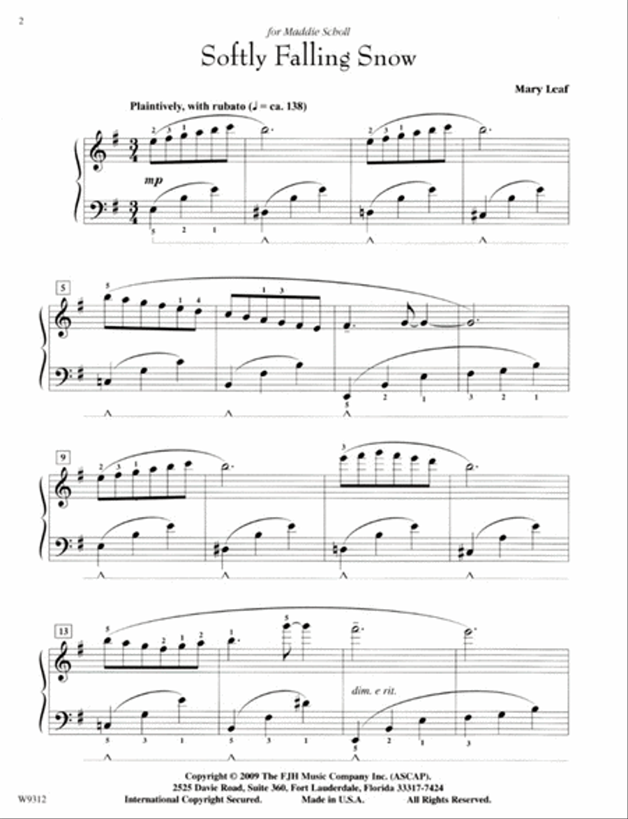 Softly Falling Snow Piano Solo scores gallery preview page 2