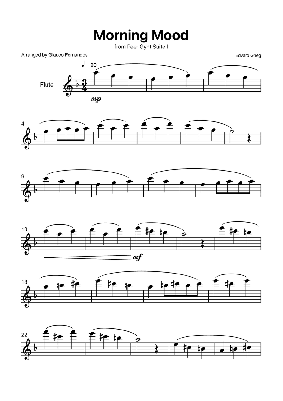 Morning Mood by Grieg for Flute