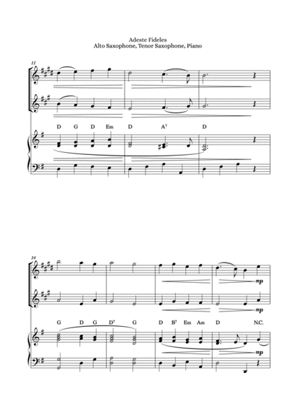 Adeste Fideles (O Come, All Ye Faithful) - alto sax, tenor sax, piano image number null