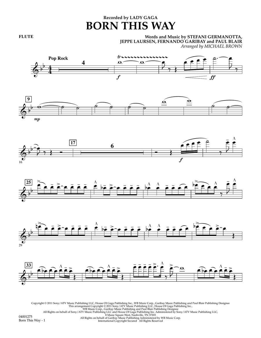 Born This Way - Flute Concert Band scores gallery preview page 1