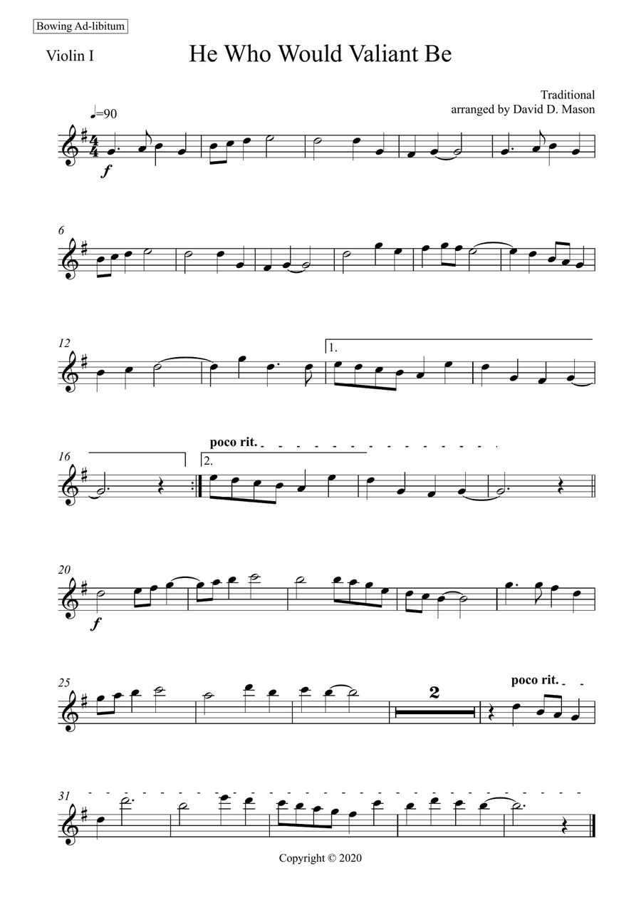 He Who Would Valiant Be String Orchestra scores gallery preview page 5