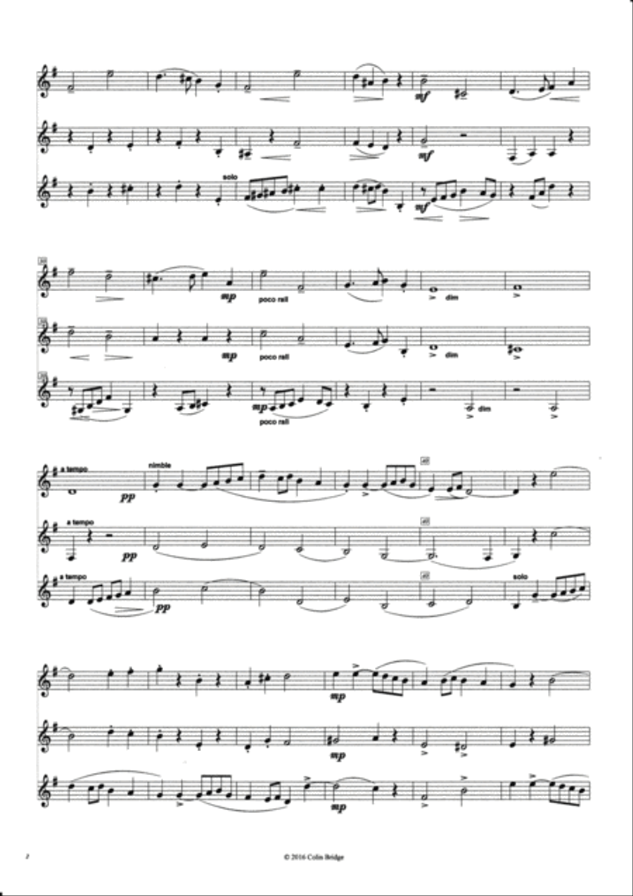 An Open Air Piece by H Percy Richardson (1931) arr for Clarinet Trio (2 Bb & Bass) Clarinet Trio scores gallery preview page 2