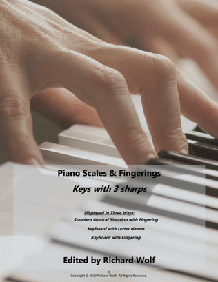 Piano Scales and Fingerings - Keys with 3 sharps