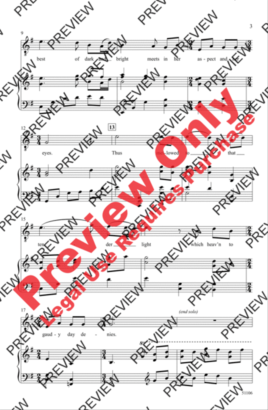 She Walks in Beauty Men's Choir scores gallery preview page 3