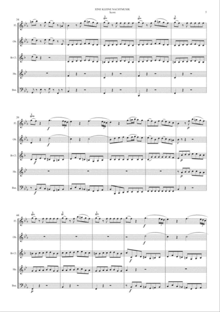 Eine Kleine Nacht Musik 1st Movement Allegro for Woodwind Quintet Woodwind Quintet scores gallery preview page 5