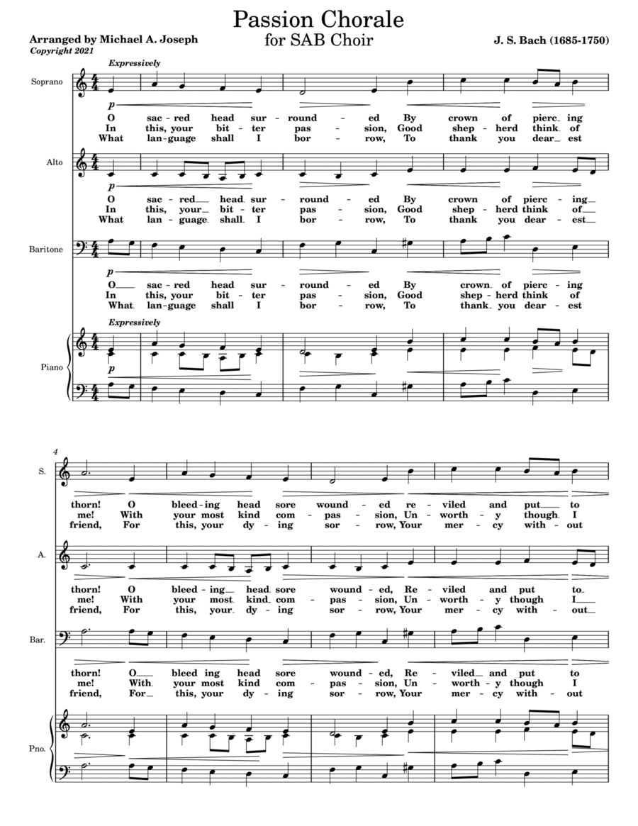 O Sacred Head Surrounded O Sacred Head Surrounded SAB scores gallery preview page 1