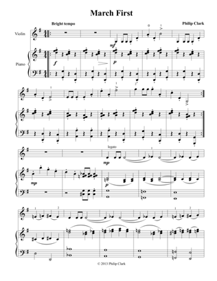 March First and The Ash Grove, Two pieces for beginning violin with piano accompaniment.