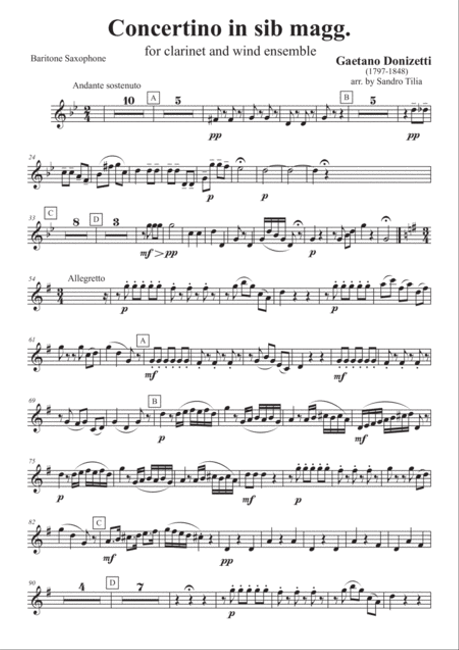 Gaetano Donizetti - Concertino in Sib maggiore - for clarinet and wind ensemble Small Ensemble scores gallery preview page 3